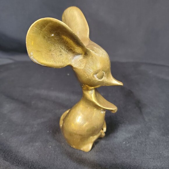 VTG Solid Brass Mouse Figurine | Mid Century Brass Animal Sculpture | Whimsical - Picture 4 of 15